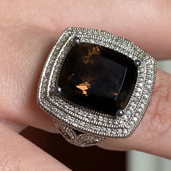 Stunning Rhodium over 925 sterling Silver Smoky Quartz &...